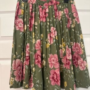 Vintage Alfred Dunner Green Floral Skater Skirt